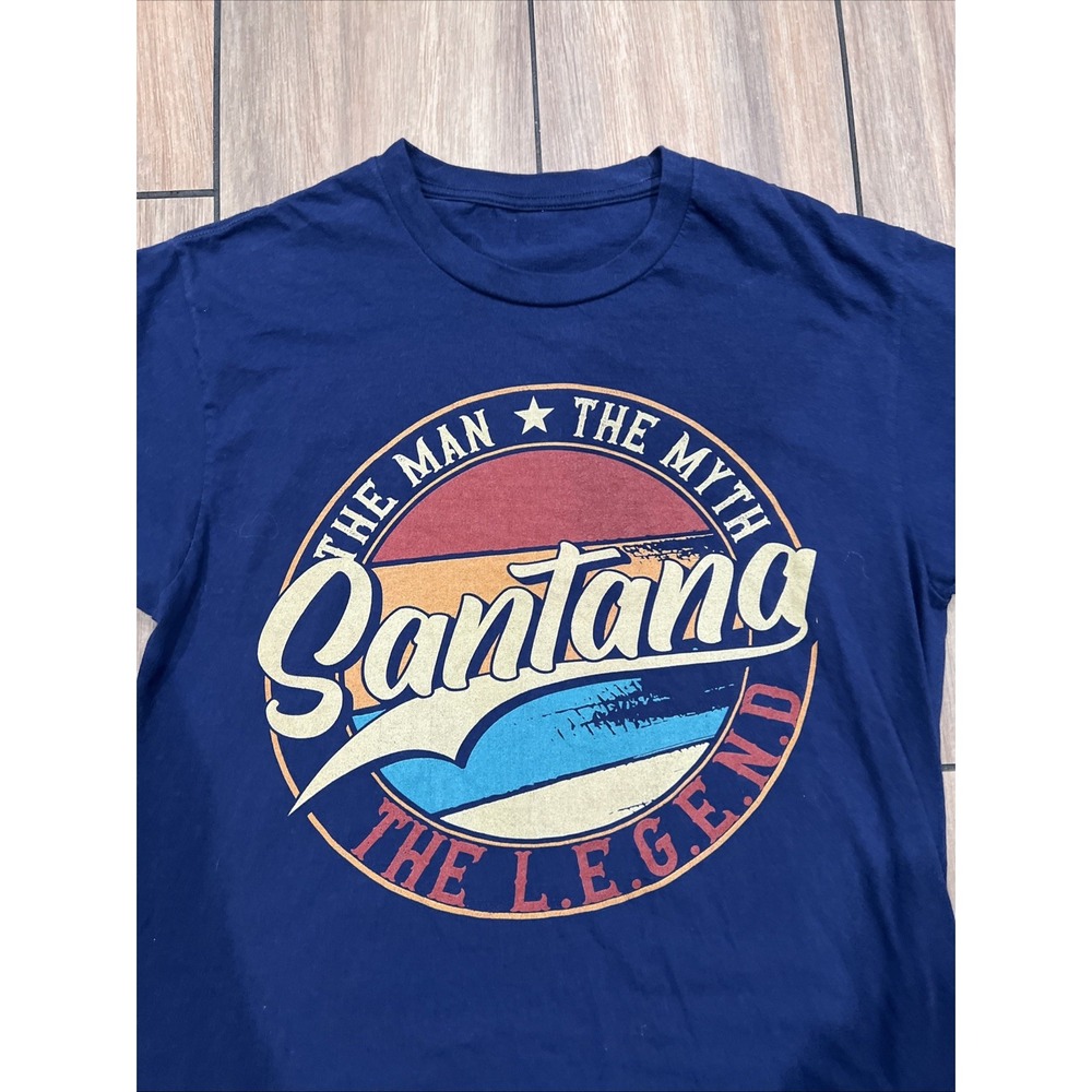 Santana the man the myth  The legend Mens M T Shirt Blue Short Sleeve